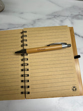 Load image into Gallery viewer, Peony Design Bamboo Notebook with Black Pen