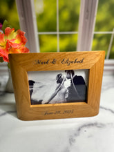 Load image into Gallery viewer, Alder Wood Engraved Wedding Photo Frame