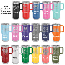 Load image into Gallery viewer, Engraved 20oz Insulated Travel Mug with Peony Design