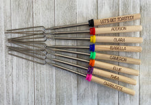 Load image into Gallery viewer, Engraved S'mores Board & Set of 8 Roasting Sticks
