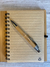 Load image into Gallery viewer, Hand Drawn Flower Bamboo Notebook with Black Pen