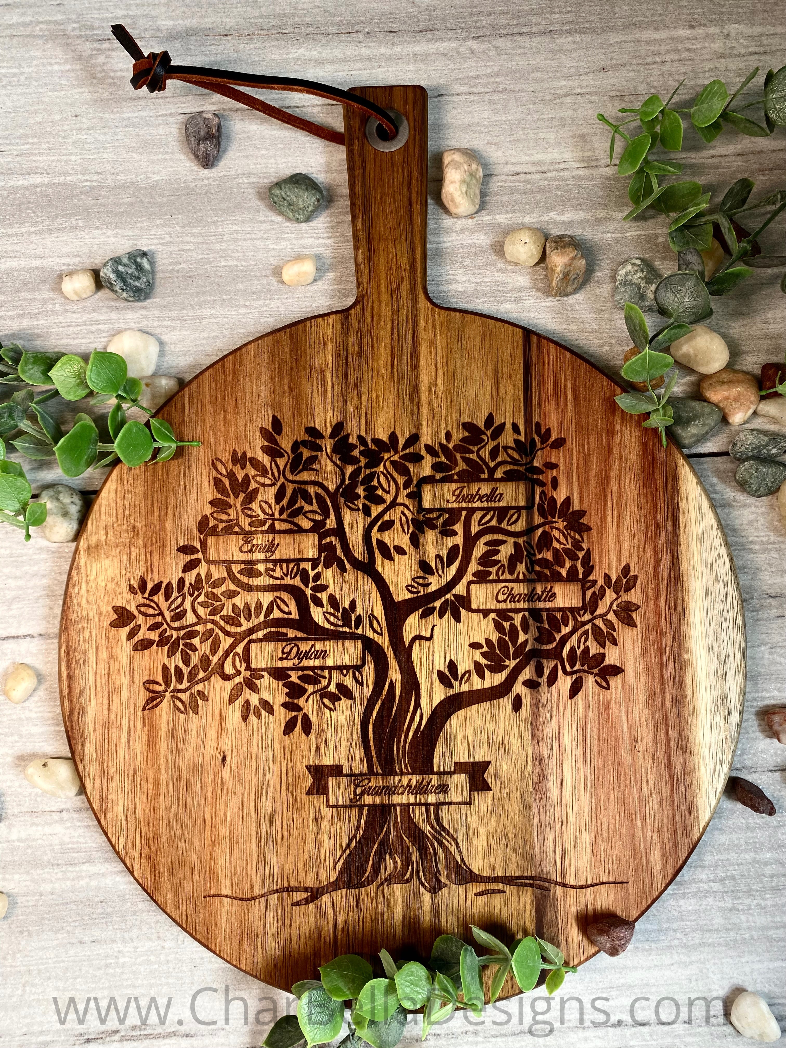 Karma Gifts Faith Cutting Board Acacia Wood Ceramic Handle Blessed Thankful