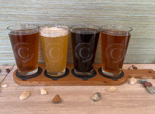 Load image into Gallery viewer, Custom Beer Flight Paddle w/Optional Matching Pint Glasses