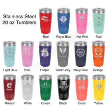 Load image into Gallery viewer, Engraved Name/Monogram 20 oz Coffee Tumbler (9 designs and 15 additional colors!)