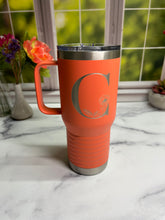 Load image into Gallery viewer, Engraved 20oz Insulated Travel Mug with Peony Design
