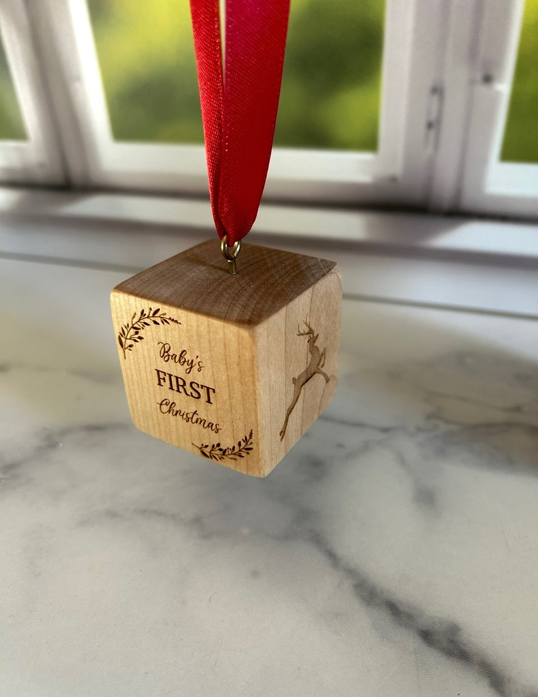 Baby's First Christmas Block Ornament