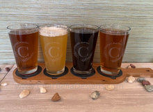 Load image into Gallery viewer, Custom Beer Flight Paddle w/Optional Matching Pint Glasses
