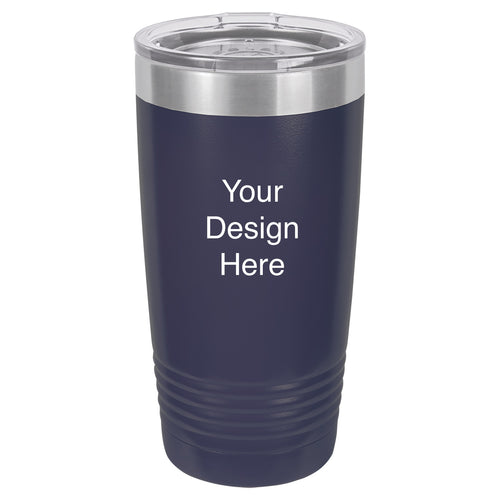 Tumbler featured in navy blue.